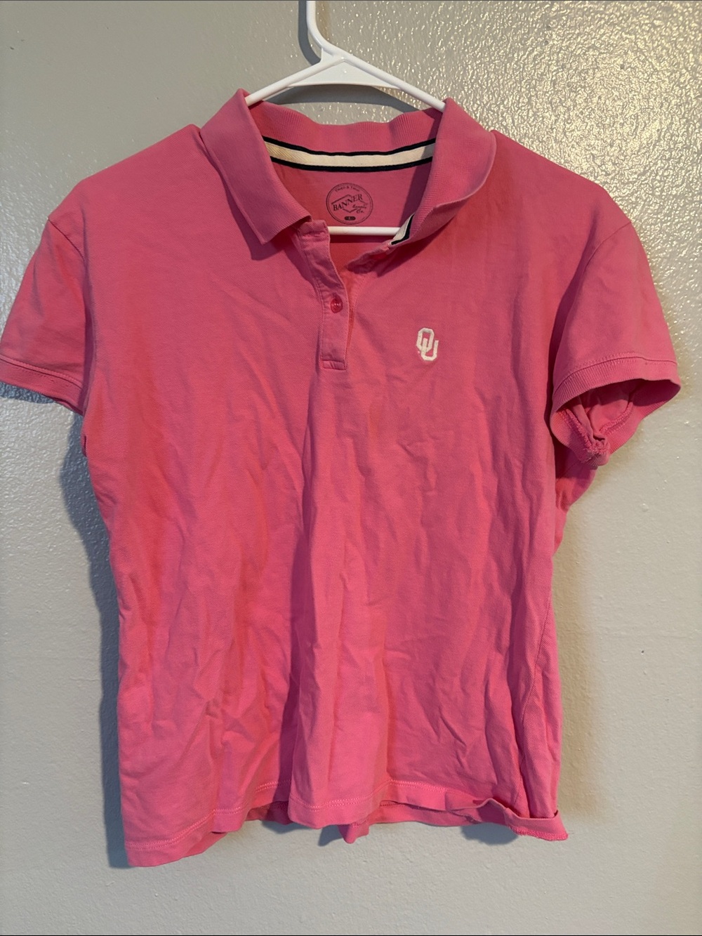 Women's Pink Polo with Embroidered OU Logo